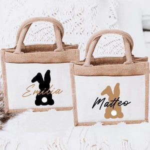 Personalisierte Ostertasche, Jutetasche Ostern, Tasche Osterhase mit Name, Kinder Eiersuche Taschen, Osternest, Ostern, Osterkörbchen, Eier