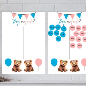 Gender Reveal Party Poster, Baby Shower, Baby Party, Vote boy or girl Poster + 40 Stickers for Gender Announcement, Guest Book Baby Party