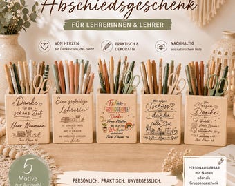 Lehrer Geschenk personalisiert Stiftehalter Holz Abschiedsgeschenk Lehrerin Gruppengeschenk Klasse Danke Lehrer Geschenk Klassenlehrer