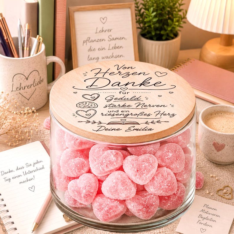 Vorratsglas Von Herzen Danke für Lehrerin personalisiert