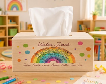 Caja de pañuelos personalizada para la despedida del jardín de infancia, gracias por todo, regalo de despedida para maestras de jardín de infancia, regalo de graduación del jardín de infancia