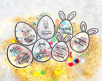 Biglietti di auguri pasquali, confezioni regalo e buoni in denaro per la stampa, sacchetti di coriandoli, coniglietto pasquale, modelli di lavoretti pasquali, esaudisci desideri