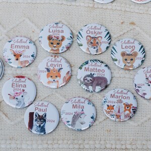 Cadeau de scolarisation, bouton écolier, badge écolier grand Ø 59 mm, bouton de scolarisation personnalisé, cône scolaire, bouton personnalisé