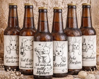 Beer Bottle Labels Easter Download 6 Funny Beer Labels PDF Happy Easter Easter Beer Gift for Men Last Minute Easter Gift