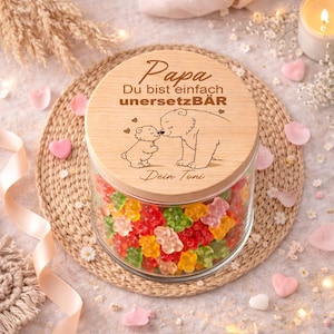 Gepersonaliseerd cadeau voor papa - Papa, jij bent onvervangbaar! Vaderdagcadeau - Gummibeertjes in een pot - Cadeau-idee voor papa - Onmisbaar