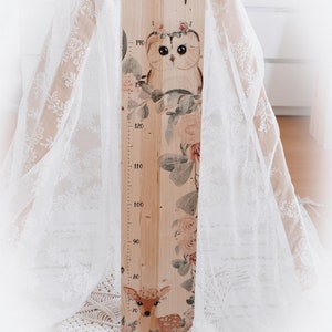 Misurino per bambini animali della foresta, misurino, misurino per bambini Boho, decorazione della camera dei bambini, cameretta dei bambini, regalo personalizzato, decorazione della cameretta dei bambini, battesimo, nascita