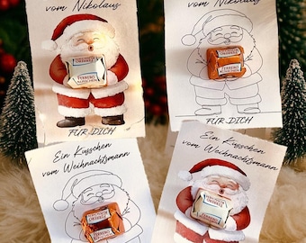 Druckvorlage Nikolaus Küsschen Nikolausgeschenk Weihnachtskarte Download Ferrero Küsschen Idee Geschenk zum Nikolaus PDF zum Ausdrucken