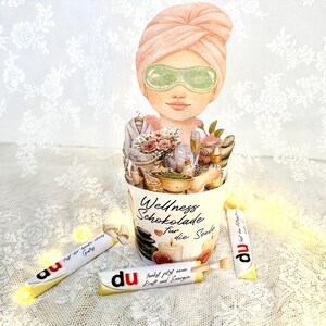 Wellness Geschenk für Freundin mit Schokolade und Sprüchen