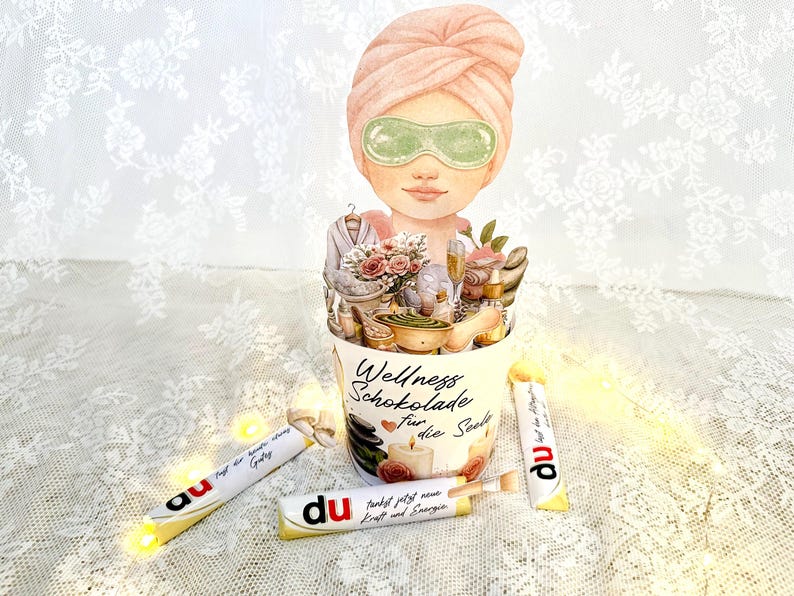 Wellness Geschenk für Freundin mit Schokolade und Sprüchen