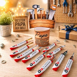 DIY Papa Geschenk mit Werkzeugkasten Design und Hammer Spruch für Vatertag