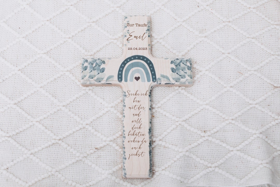 Baptismal Cross Rainbow Etsy