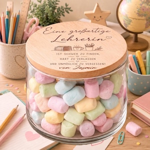 Abschiedsgeschenk Lehrerin mit Süßigkeiten Glas