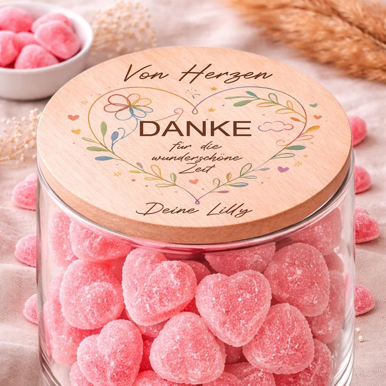 Geschenk Kindergarten Abschied für Erzieherin mit personalisiertem Holzdeckel Von Herzen Danke