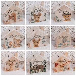Money box, christening gift, money box with name, money box children, money box christening, money box forest animals, baby gift, children&#39;s room decoration, piggy bank