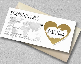 Boarding Pass Scratch Reveal Card | Surprise Holiday/Trip | Reveal Destination Voucher | Birthday, Christmas, Anniversary Personalised Gift