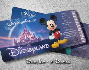 Personalised Disneyland Ticket | Surprise Vacation Reveal (Digital - x1 Download)