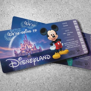 Disneyland Ticket | Personalised Surprise Reveal Trip, Holiday to Disney | Birthday, Christmas, Anniversary Custom Gift Keepsake