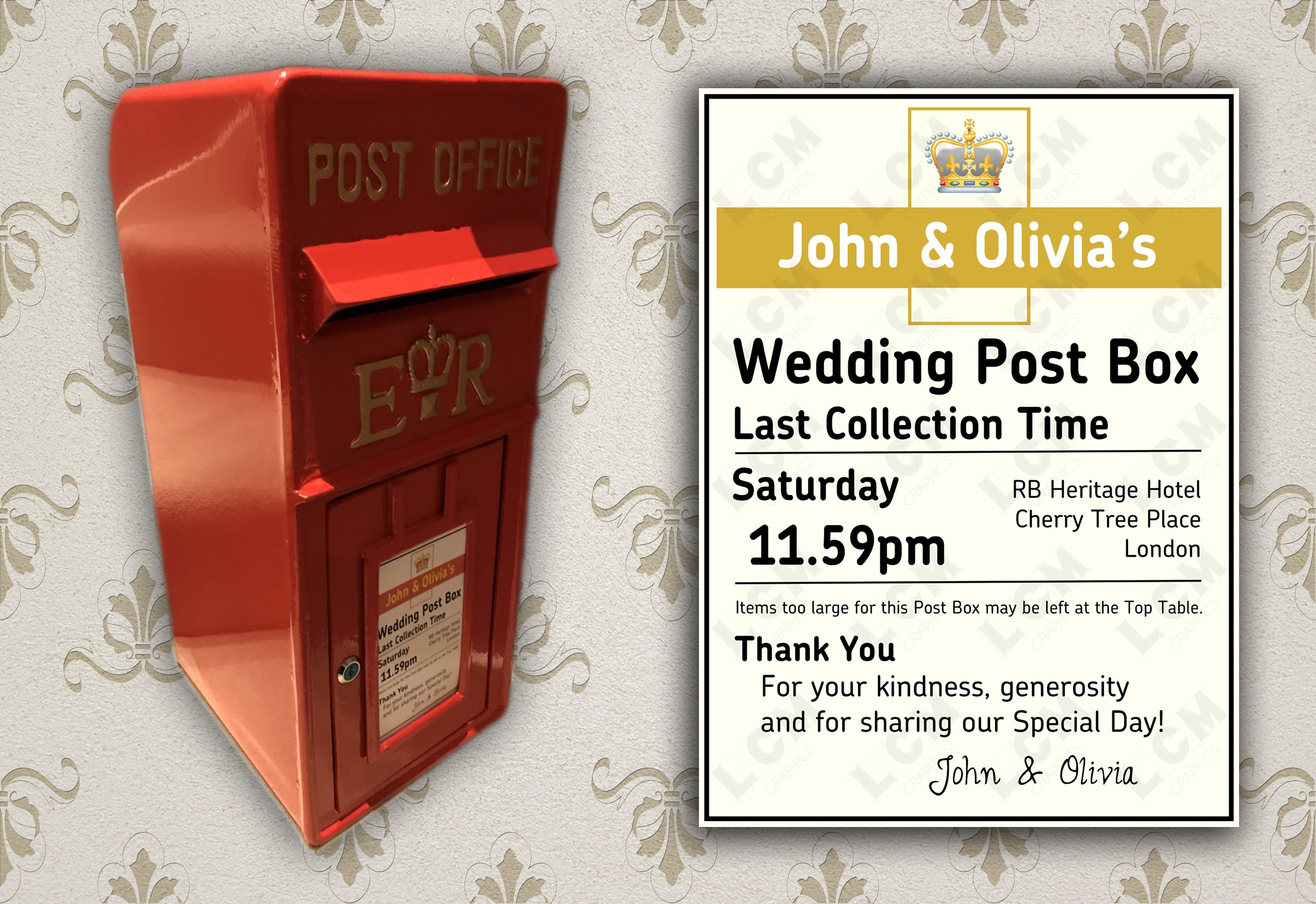 Royal Mail Wedding Post Box Sign/insert Personalised for Etsy UK
