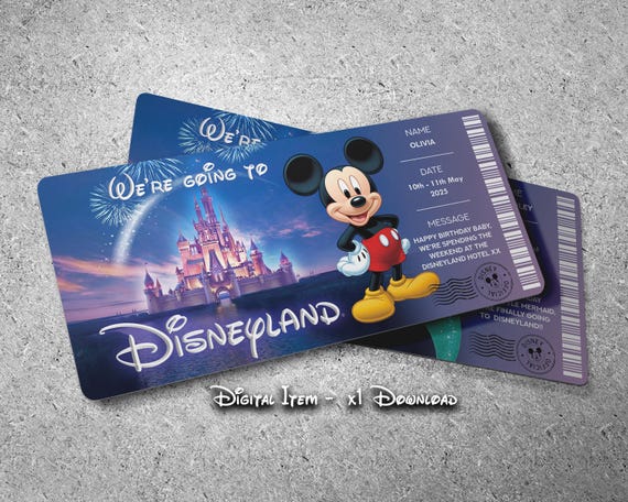 Personalised Disneyland Ticket | Surprise Vacation Reveal (Digital - x1 Download)