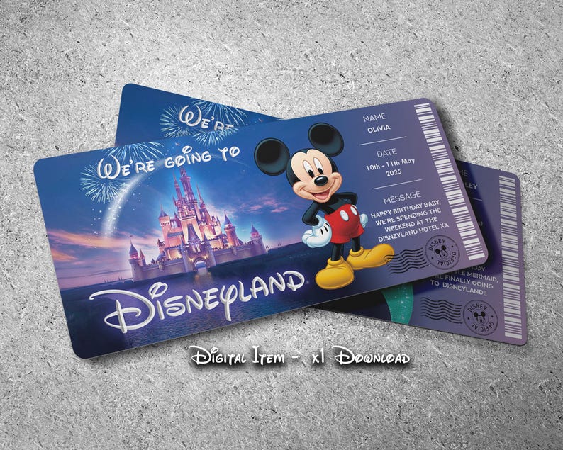 Personalised Disneyland Ticket | Surprise Vacation Reveal (Digital - x1 Download) image 1