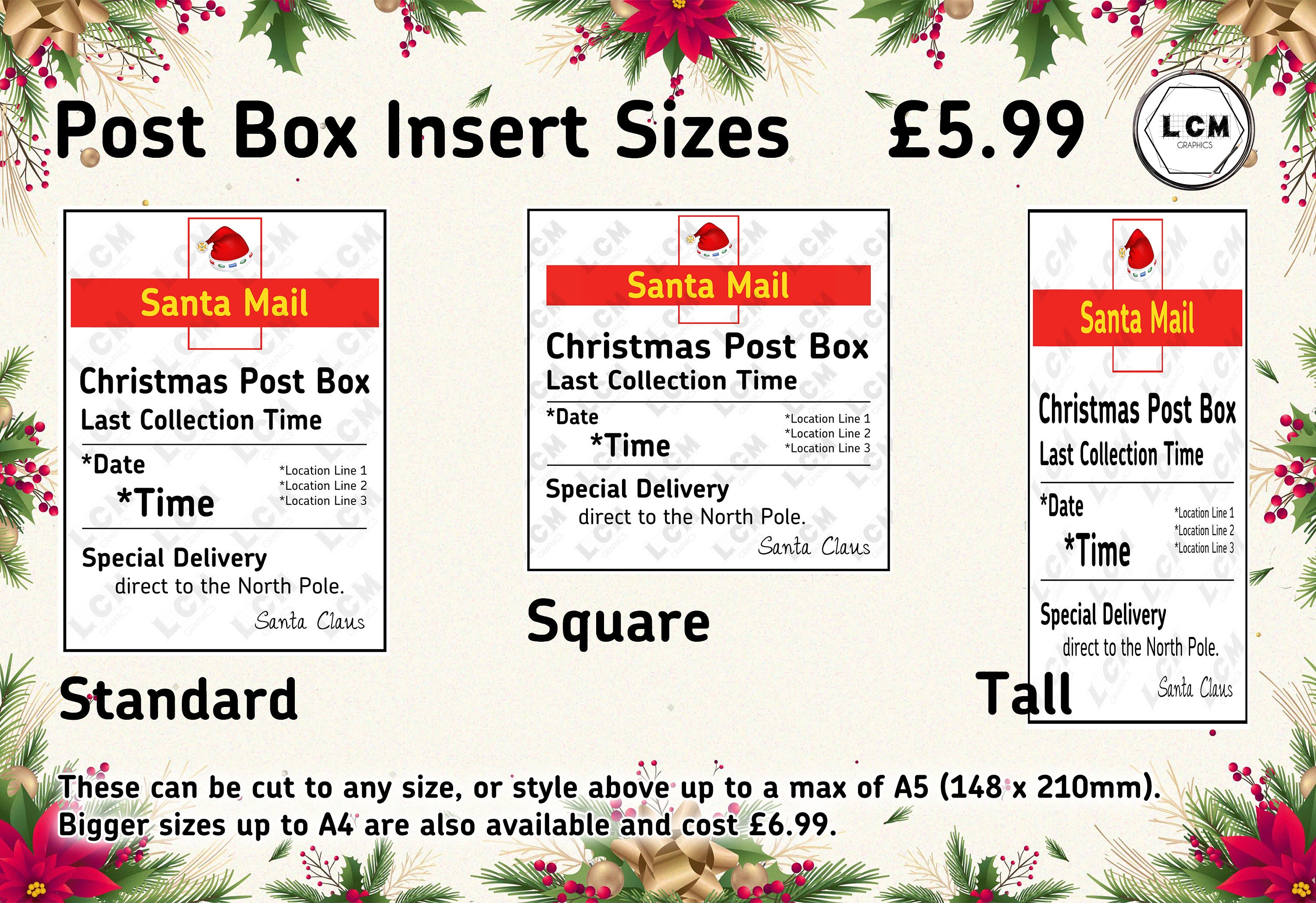 Royal Mail Christmas Post Box Sign/insert Personalisable for Etsy UK