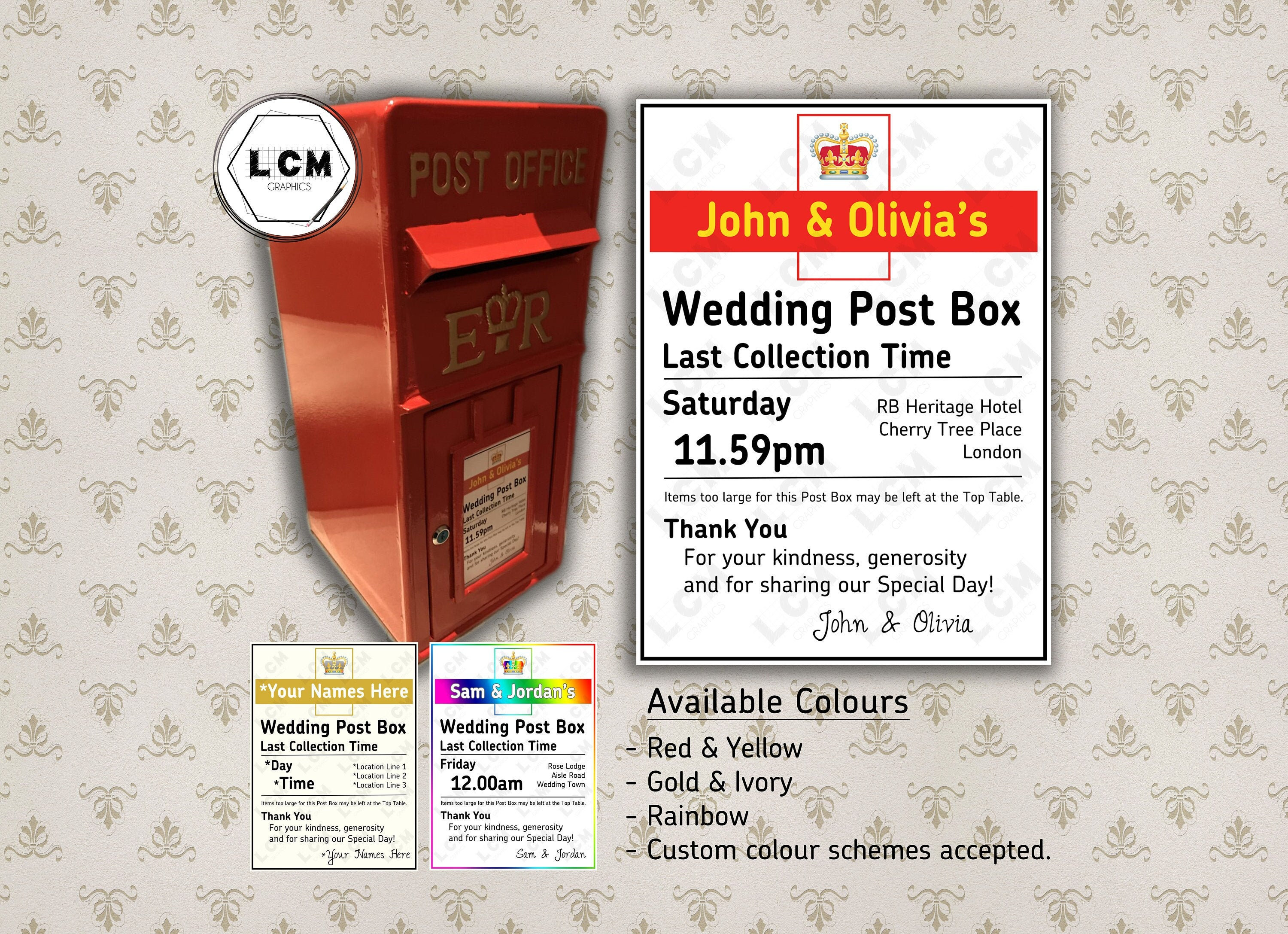 Royal Mail Wedding Post Box Sign/insert Personalised for Etsy UK