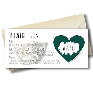 à gratter pour les billets de théâtre | Révélation surprise/Comédie musicale/Pantomime | Cadeau personnalisé d'anniversaire, Noël, anniversaire | Livraison gratuite !!!