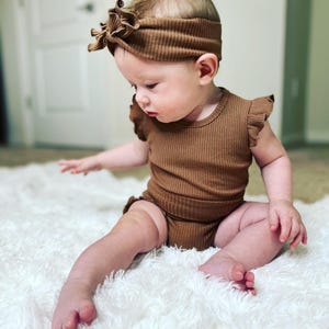 Baby Girl Brown Ruffle Onesie And Shorts Set Etsy baby-girl-brown-ruffle-onesie-and-shorts-set-etsy