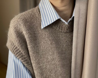 Nordic Vest Knitting Pattern: Beginner Friendly Mock Neck Slipover (PDF Pattern with video)