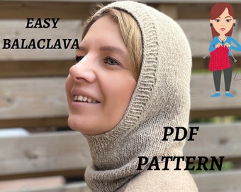 KNITTING PATTERN - balaclava for women, beginner friendly knitting tutorial, easy knit pattern, video support, fast knit