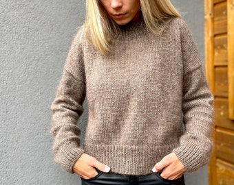 KNITTING PATTERN - My Day Off Sweater, chunky knit, stockinette sweater, oversized jumper, video pattern , flat knit sweater