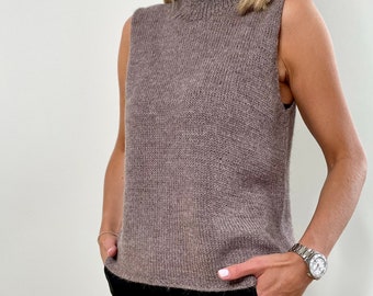 Gilet Donna Senza Maniche In Maglia - Canottiera Lavorata A Maglia, Comoda E Allentata Taglia L - Foto 9