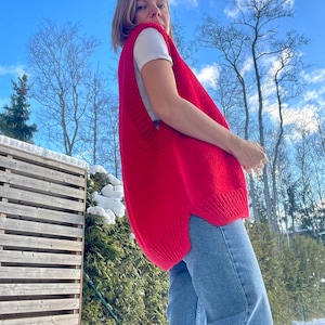 MODÈLE de gilet facile à tricoter, tutoriel de tricot épais débutant avancé à intermédiaire, gilet pull en tricot rapide, modèle de pull sans manches PDF image 9