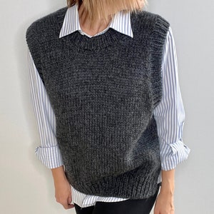 MODÈLE de gilet facile à tricoter, tutoriel de tricot épais débutant avancé à intermédiaire, gilet pull en tricot rapide, modèle de pull sans manches PDF image 2