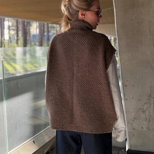 Oatmill Vest Knitting Pattern: High Collar Buttoned Sleeveless Top (PDF Pattern) image 6