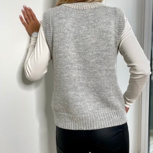 Vest PATTERN easy to knit, beginner friendly knit tutorial, sweater vest pattern, fast knit sleeveless top pattern pattern, Eng, Fr, De image 10