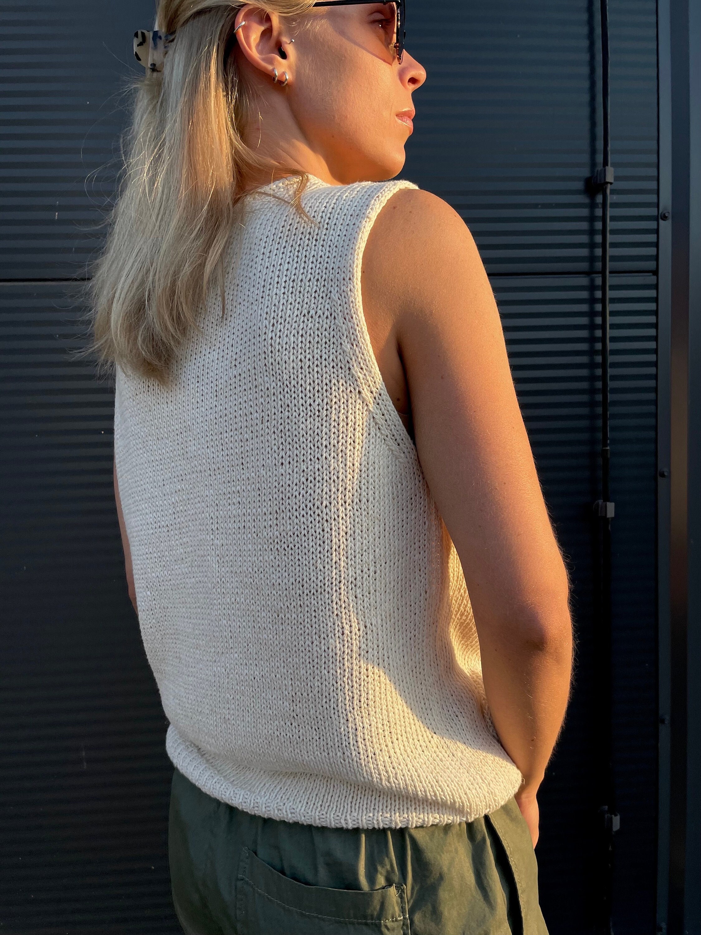 Knitting pattern Rhodes Top, beginner friendly summer vest knitting tutorial
