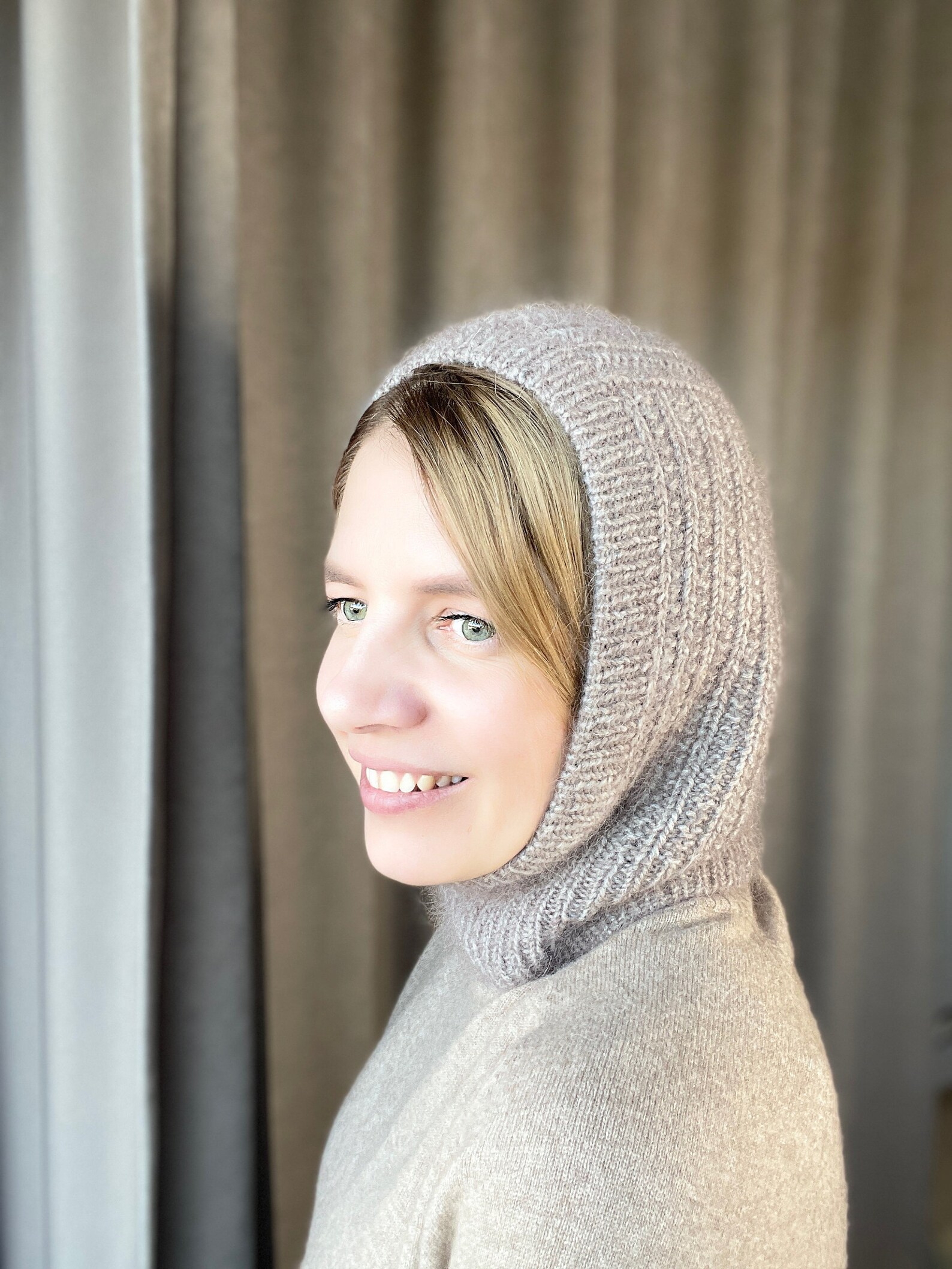 Hand knit balaclava for women Merino Wool and Mohair hood Etsy