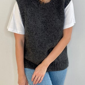 MODÈLE de gilet facile à tricoter, tutoriel de tricot épais débutant avancé à intermédiaire, gilet pull en tricot rapide, modèle de pull sans manches PDF image 3