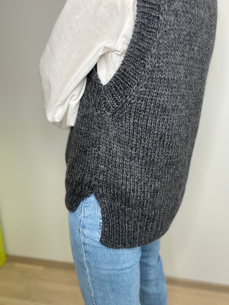 MODÈLE de gilet facile à tricoter, tutoriel de tricot épais débutant avancé à intermédiaire, gilet pull en tricot rapide, modèle de pull sans manches PDF image 7