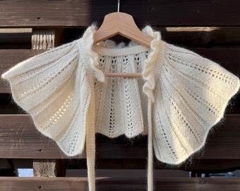 Knitted lace collar pattern - detachable ruffle collar (PDF and Video instructions)