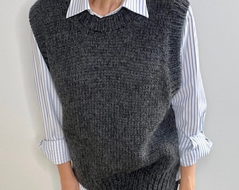 Alpaca Knit Sweater Vest for Woman Deep Armholes Vest - Etsy