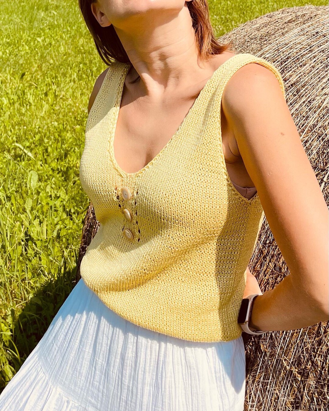 V neck Knit Tank Top Pattern: Beginner Tutorial (PDF Pattern) Etsy