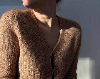TwistVeil Blouse Knitting Pattern PDF: keyhole front DIY blouse in stockinette stitch and supporting video tutorials