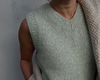 Beginner V-Neck Vest Knitting Pattern: Women Knit Slipover (PDF Pattern)