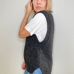 MODÈLE de gilet facile à tricoter, tutoriel de tricot épais débutant avancé à intermédiaire, gilet pull en tricot rapide, modèle de pull sans manches PDF image 6