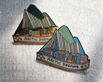 Épinglette en émail Arctic Dreams mettant en vedette la cathédrale arctique de Tromsø, Norvège