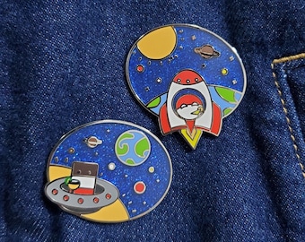 Polandball and Reichtangle in Space Glitter Enamel Pin - A Countryball Series