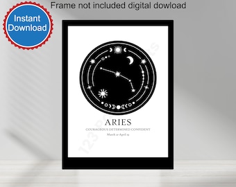 PRINTABLE Aries Digital Astrology Print Digital Download Astrology Art Print