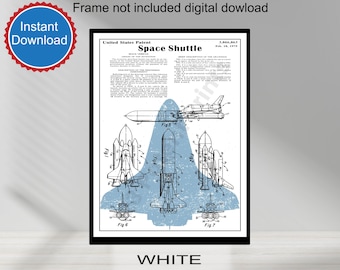 PRINTABLE NASA Space Shuttle Patent Print Art 1975, Kids Room Space Poster Decor, Wall Art, Aerospace Scientist Gift